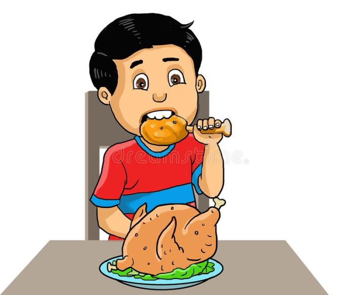 Illustration Boy Eat Fried Chicken Stock Illustration - Illustration of  character, fried: 159983496